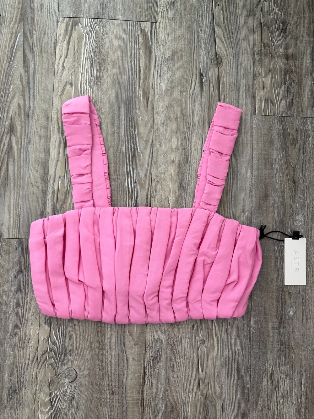 ASTR Pink Pleated Crop Cami